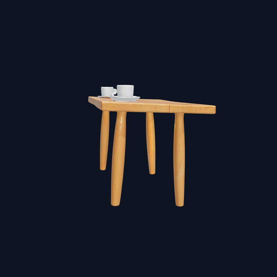 Wooden Breakfast Table with Smiling Surface